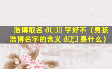 浩博取名 🍁 字好不（男孩浩博名字的含义 🦅 是什么）